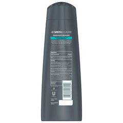 Dove Men+Care Dermacare ingredients eucalyptus tea tree emphasize soothing scalp care.