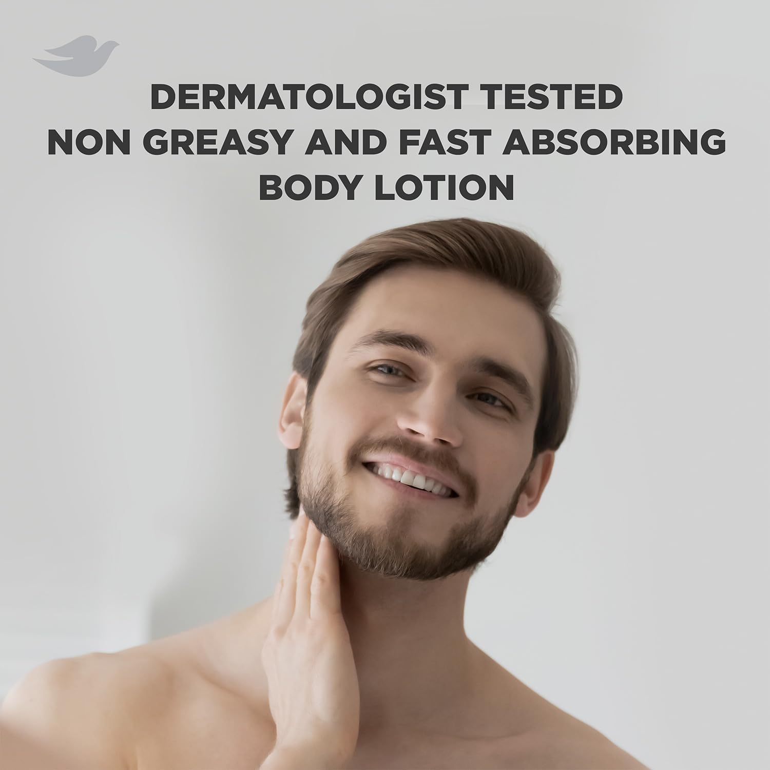 Dove Men+Care dry-skin relief visual showing nourished skin