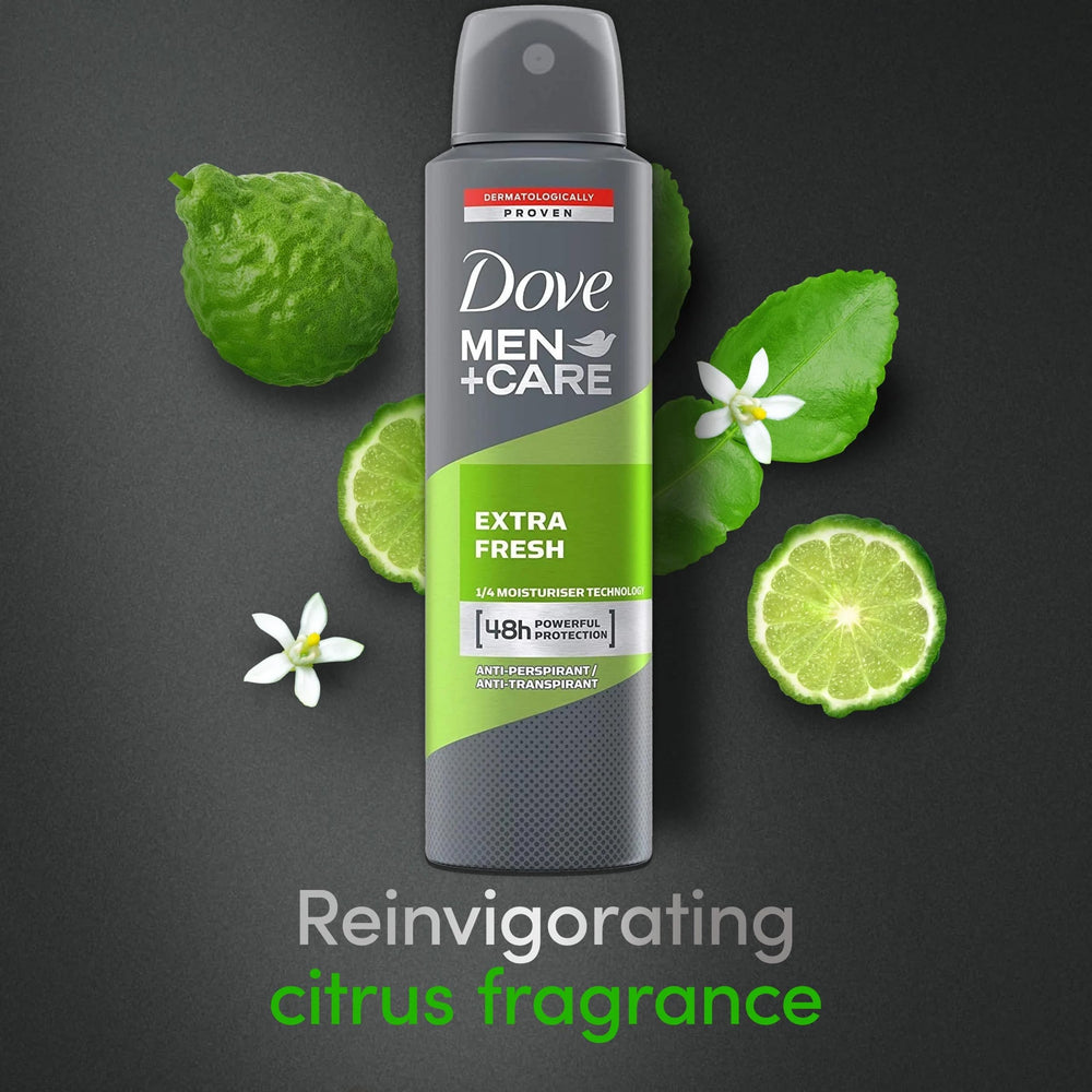 Dove Men+Care travel-friendly spray for daily freshness.