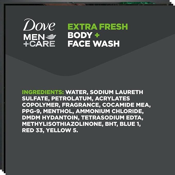 Dove Men+Care Extra Fresh foam-lather scene suggests refreshing shower experience.