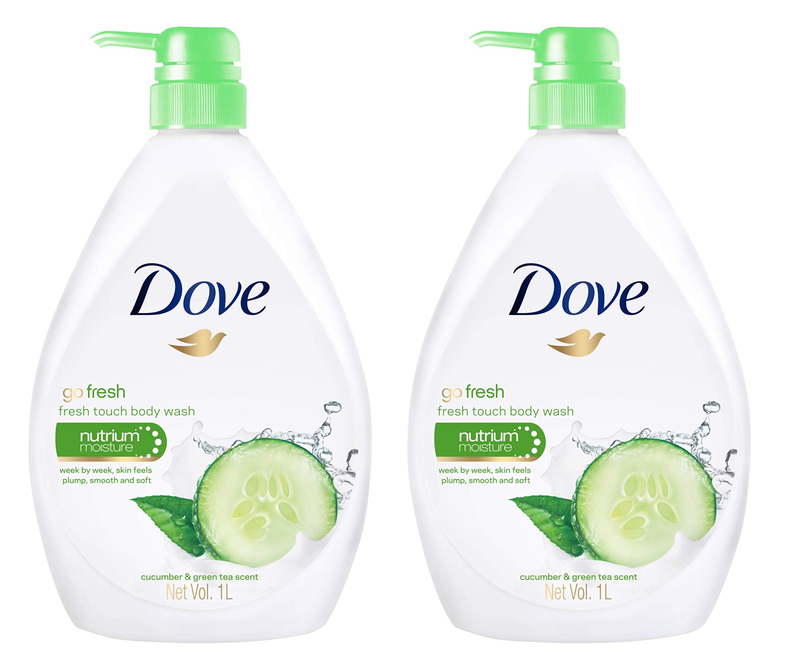 Go Fresh Nourishing Body Wash by Dove Men+Care bottle front with refreshing cucumber and green scent.