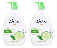 Go Fresh Nourishing Body Wash by Dove Men+Care bottle front with refreshing cucumber and green scent.