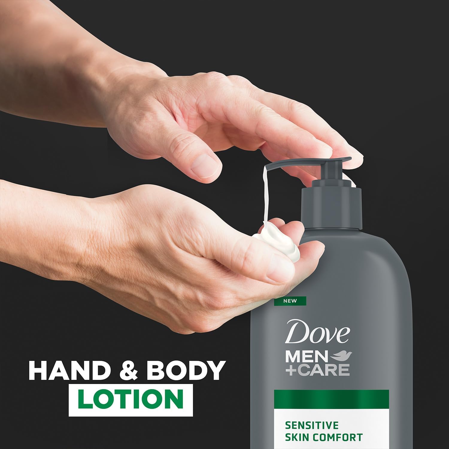 Dove Men+Care hand-body lotion application scene for daily use after shower