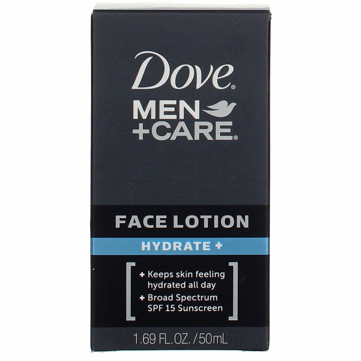 DOVE MEN + CARE Hydrate Plus face lotion bottle front for daily hydration.