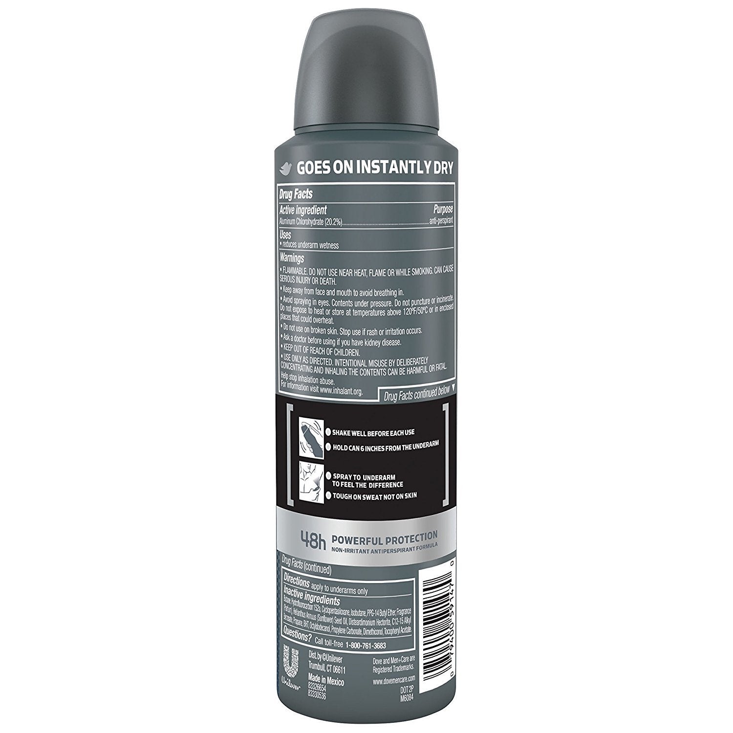 Dove Men Care Invisible Dry Spray Deodorant 3-pack-box offers convenient multi-pack for travel.