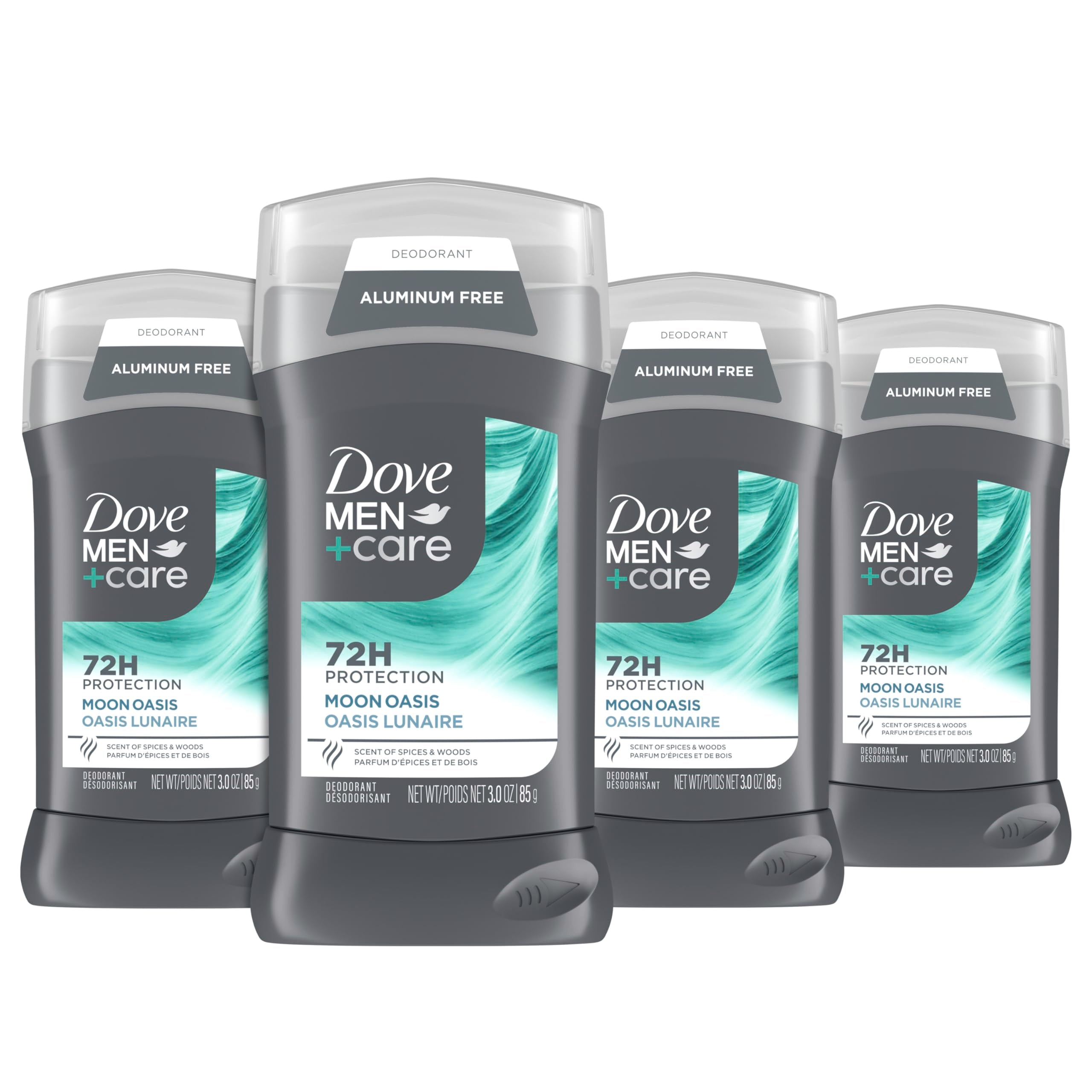 Dove Men+Care Moon Oasis deodorant stick unboxed for easy daily freshness.