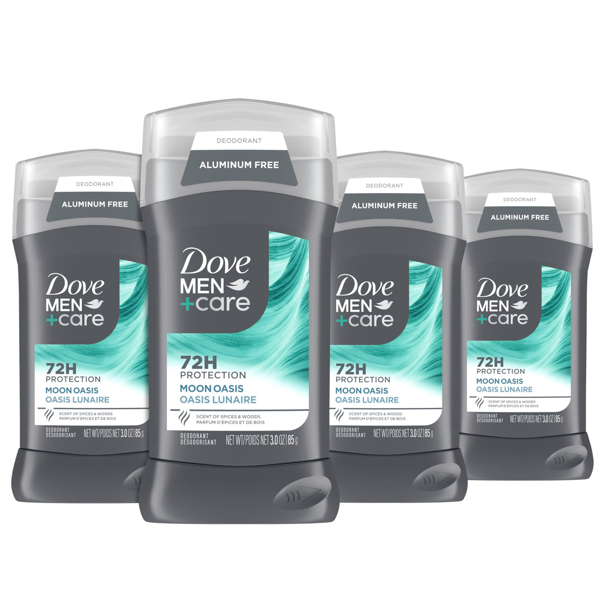 Dove Men+Care Moon Oasis deodorant stick unboxed for easy daily freshness.