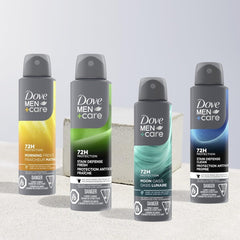 Dove Men+Care Moon Oasis packaging highlights recyclable aluminum can.