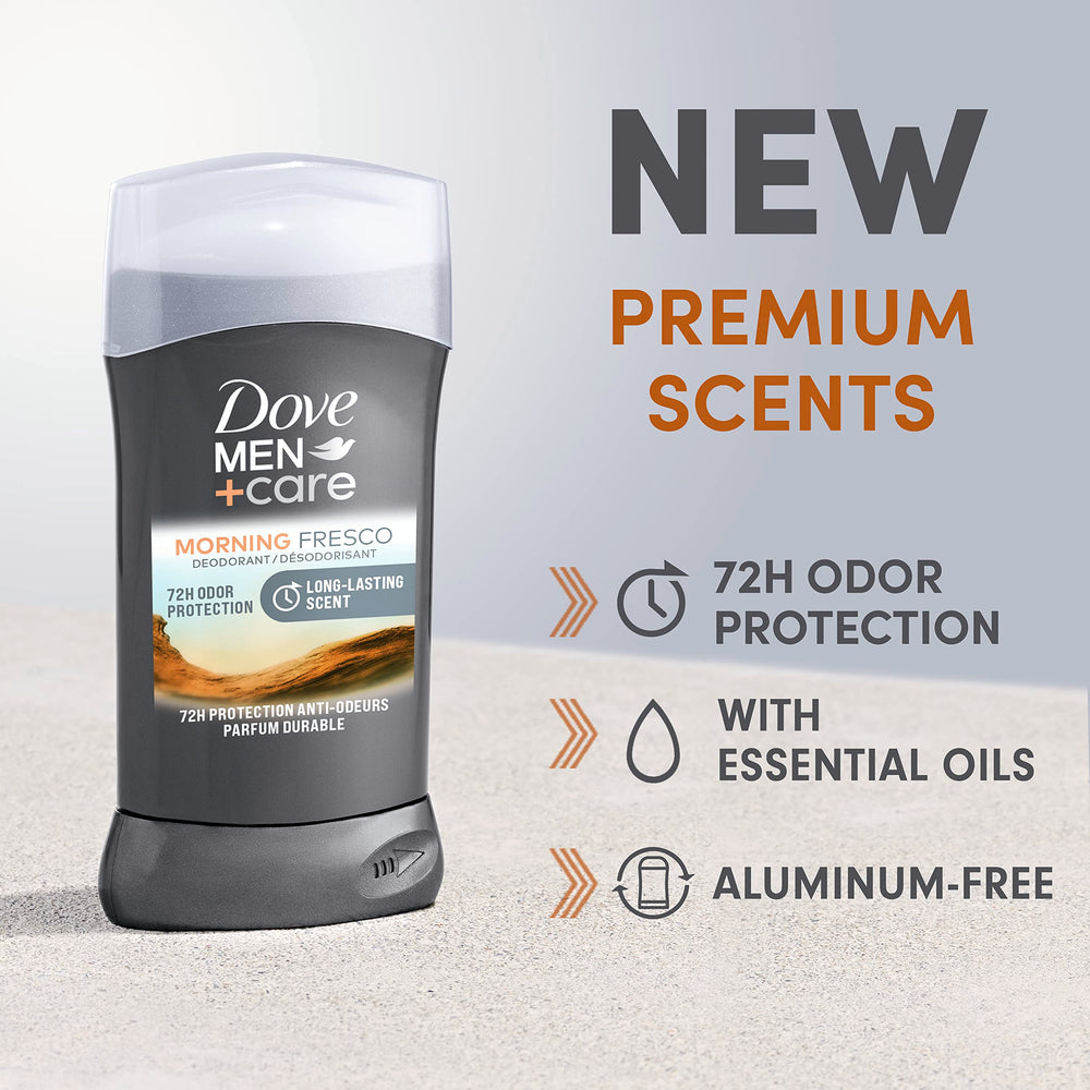 Dove Men+Care Morning Fresco close up highlights essential oils fragrance and long lasting freshness