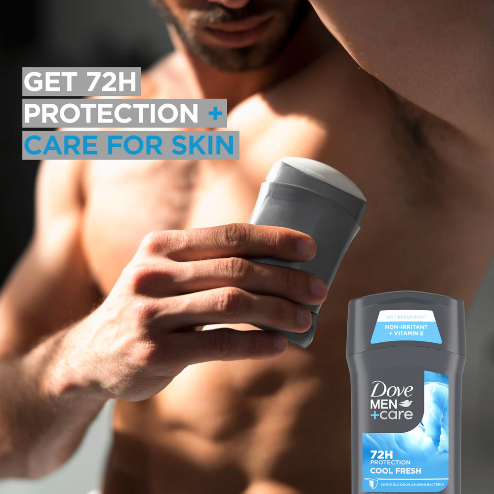 Dove Men+Care moisturizing cream underarm detail emphasizes skin comfort.