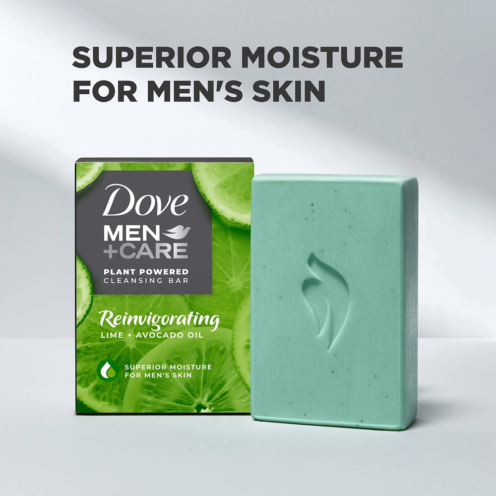 Dove Men+Care reinvigorating bar-face-hair-body-usage demonstrates 4-in-1 benefits