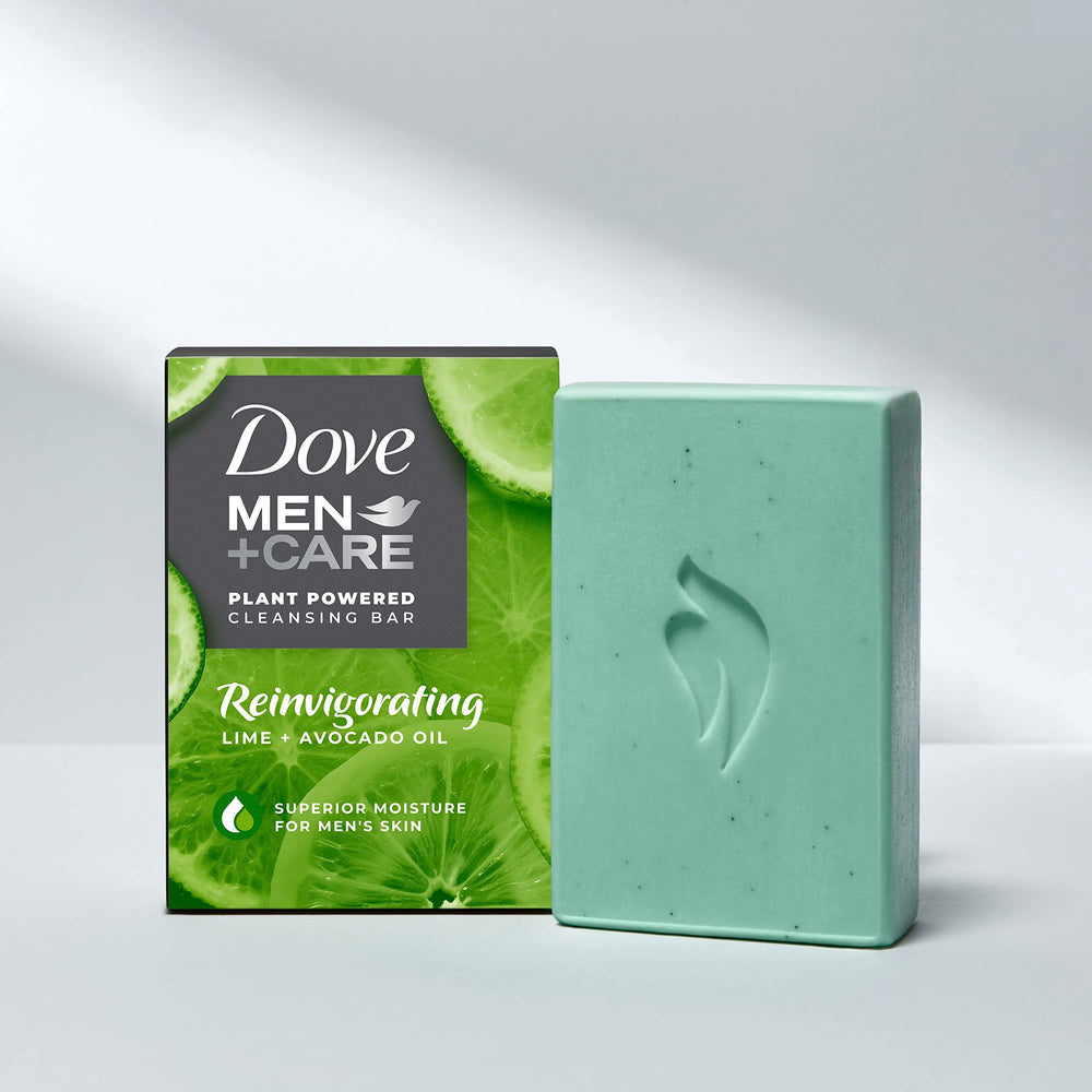 Dove Men+Care wet-bar-rinse shows cleansing rinse under running water