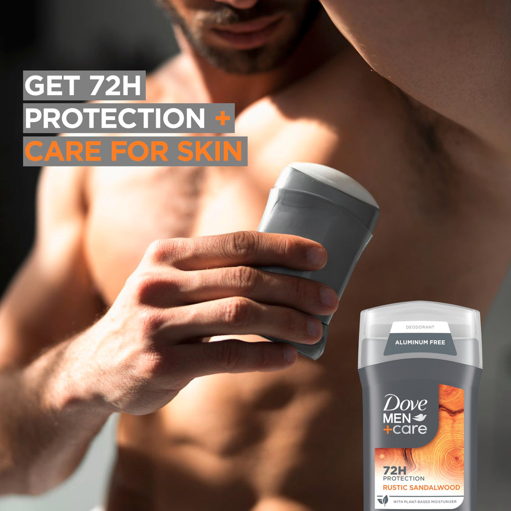 Dove Men+Care rustic sandalwood deodorant stick 3oz close-up