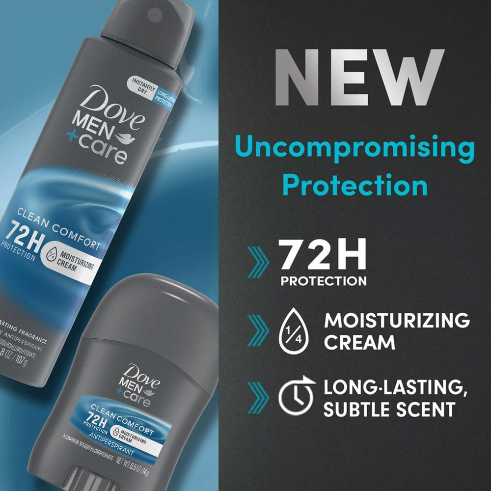 Dove Men+Care long-lasting scent featuring orange flower and lavender for everyday freshness.