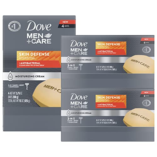 Dove Men+Care Skin Defense bar lather closeup shows creamy hydration
