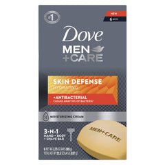 Dove Men+Care Skin Defense soap bar lather close-up for clean skin