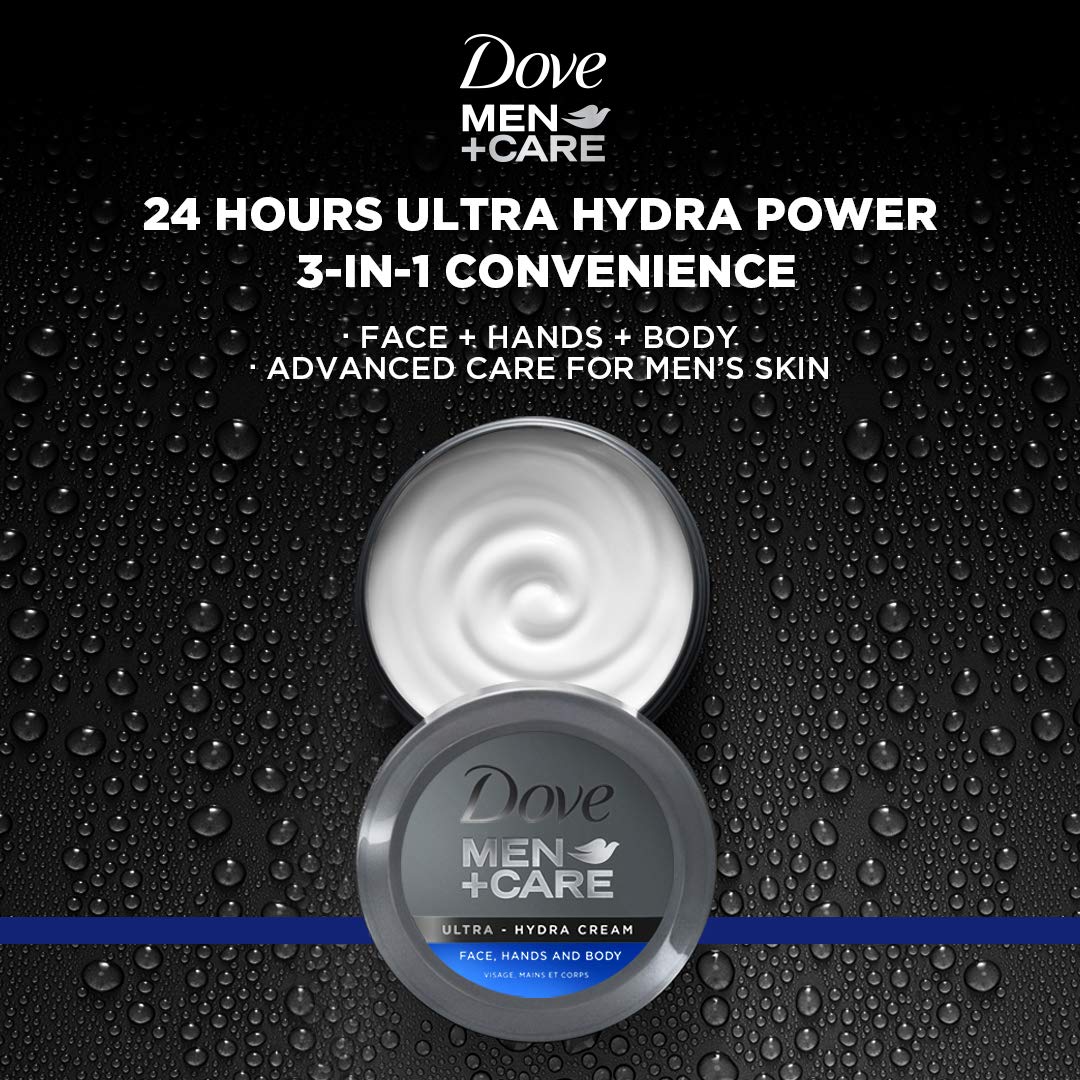 Dove Men+Care Ultra Hydra Cream hands application leaves skin soft