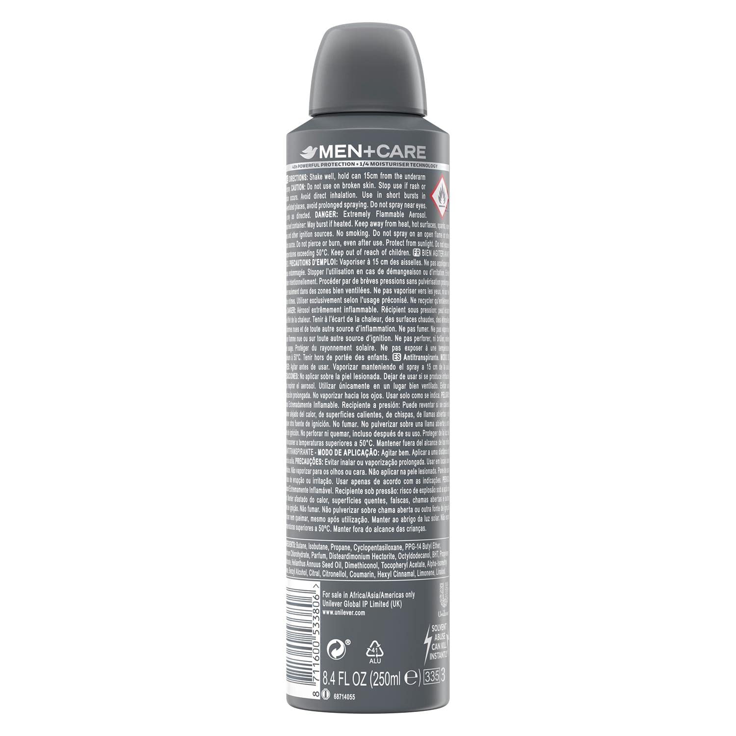 Dove Men Plus Care lightweight formula image shows fast absorption and minimal residue.