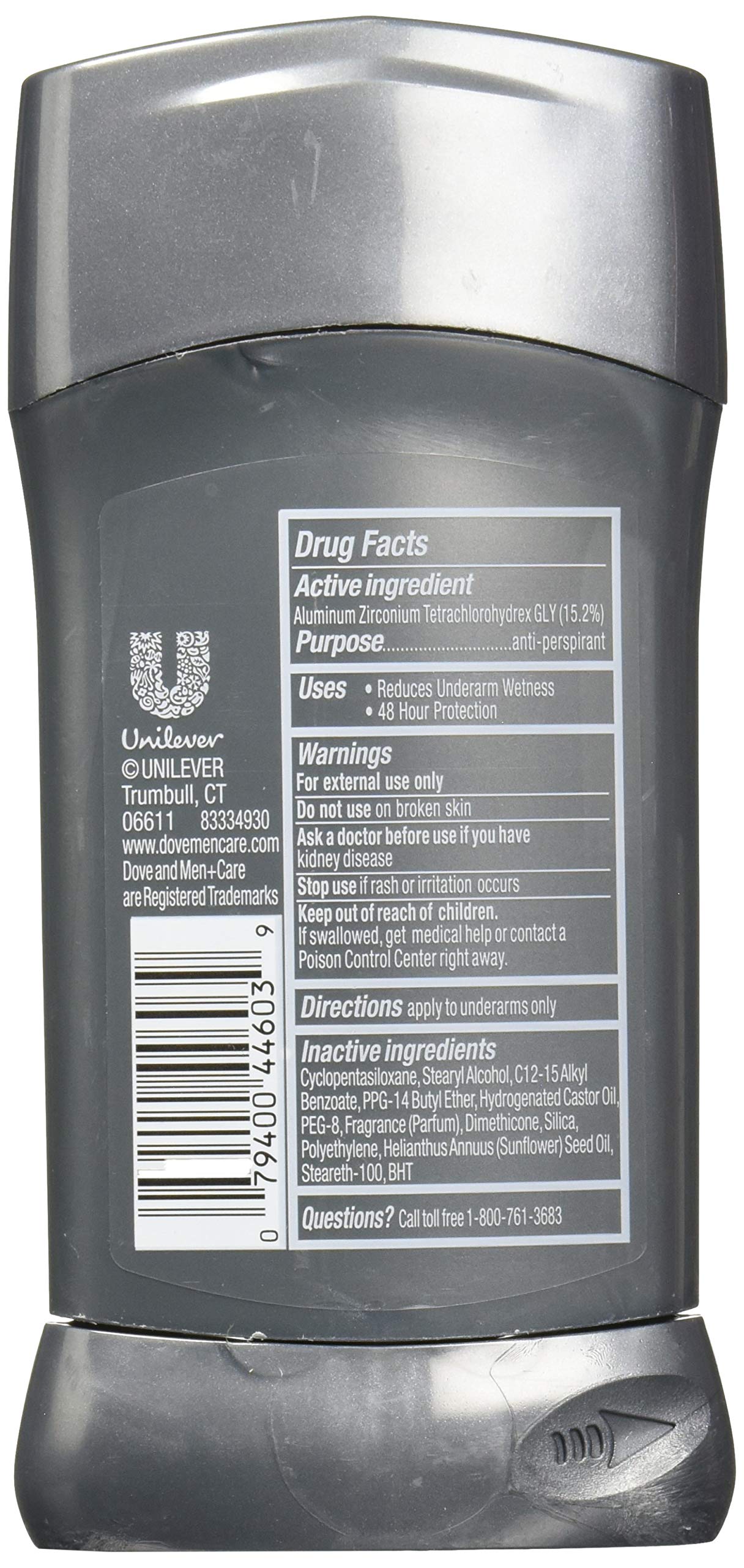 Dove Men+Care antiperspirant stick application shows easy glide for comfortable, confident mornings.