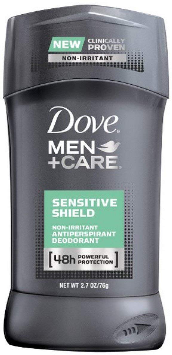 Dove Men+Care Sensitive Shield deodorant pack six offering long-lasting protection for sensitive skin.