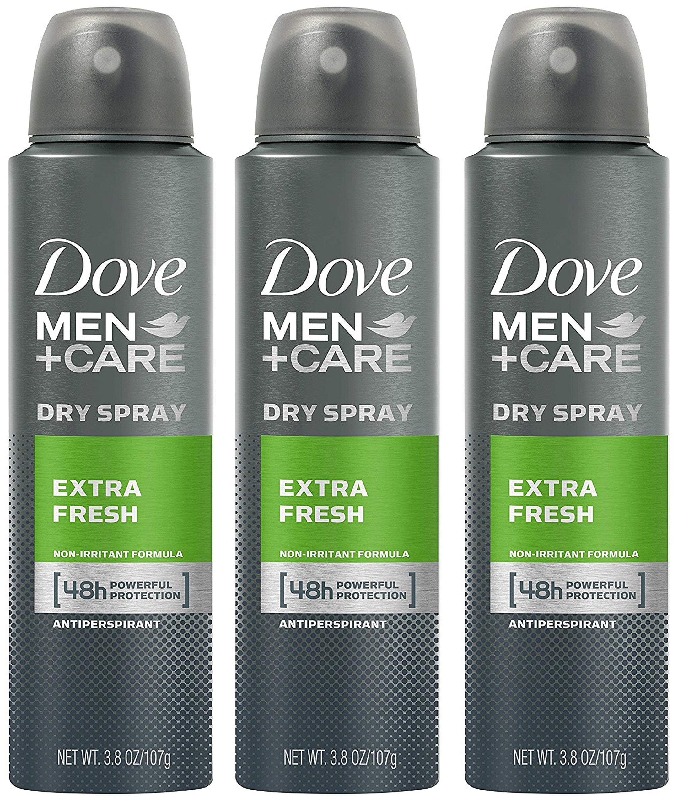 Dove Mens Antiperspirant Extra Fresh three-pack front view showing value and protection