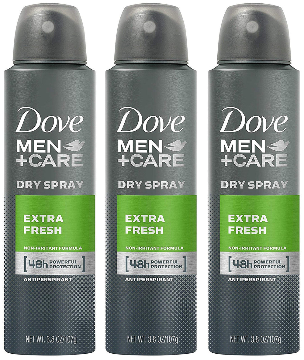 Dove Mens Antiperspirant Extra Fresh three-pack front view showing value and protection