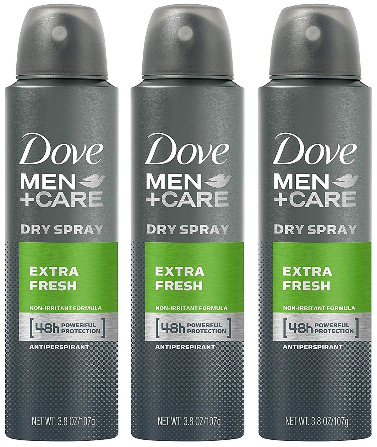 Dove Mens Antiperspirant Extra Fresh three-pack front view showing value and protection