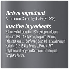 Dove Mens Antiperspirant Extra Fresh label detail with usage notes