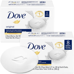 Dove Original Beauty Bar 2-Pack box shows eight bars for versatile everyday cleansing.