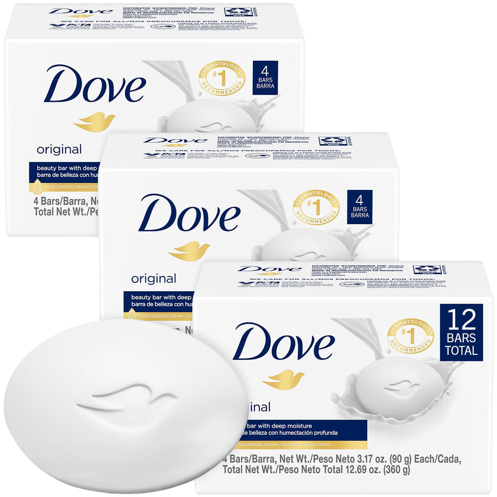 Dove Original Beauty Bar 3-pack closeup showing creamy lather for daily hydration
