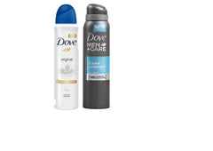 Dove pack of six deodorants featuring Original and Men+Care for daily dryness and odor protection.