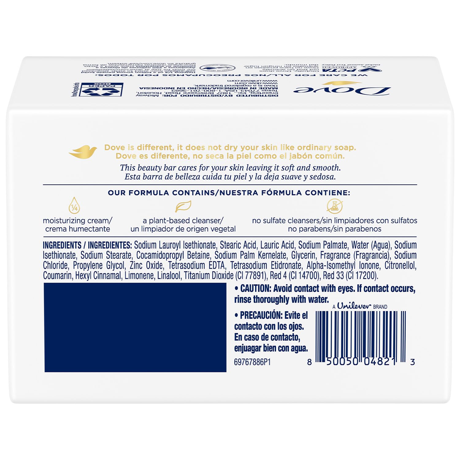 Dove Pink Beauty Bar 3-Pack wet foam close-up showing gentle cleansing for face and body.