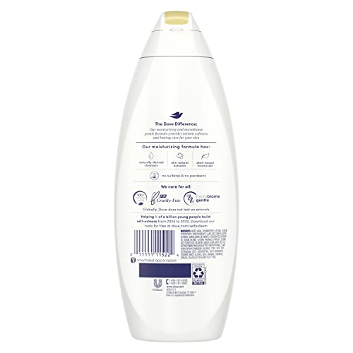 Dove body wash foam lather demonstrates creamy texture for gentle cleansing.