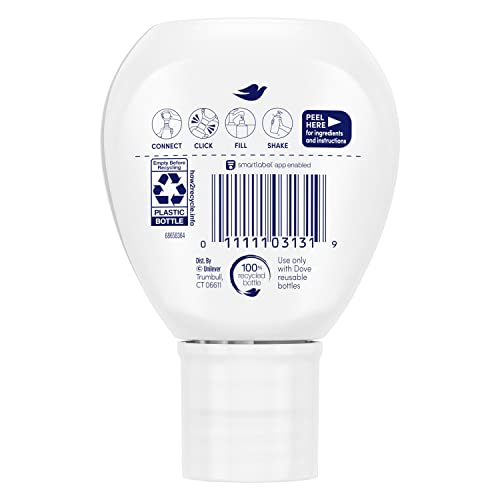 Dove refillable bottle cap with quick-connect for easy, mess-free refills