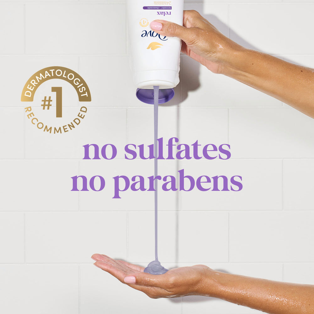Dove Relaxing Lavender Chamomile Body Wash vegan status and cruelty-free.