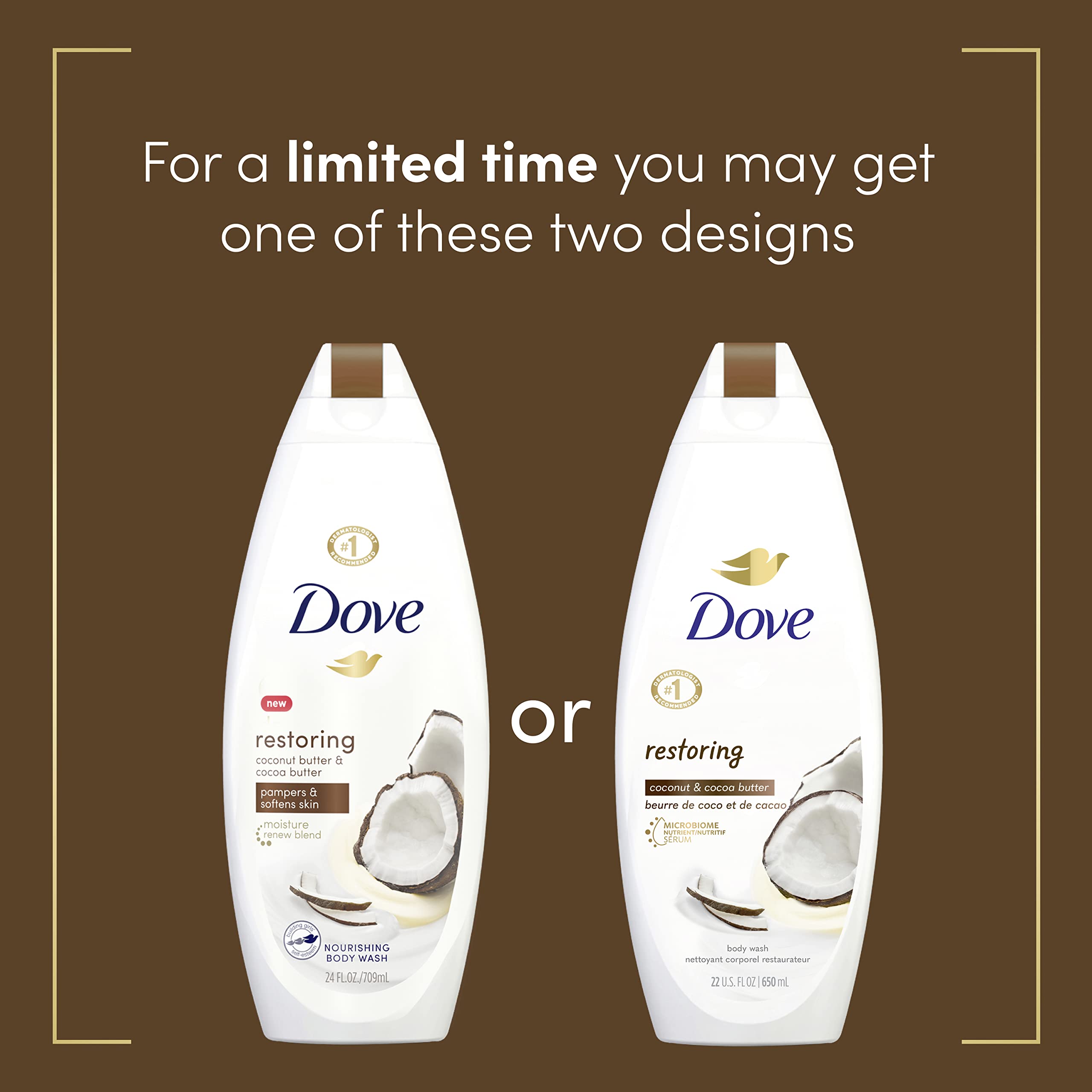 Dove Restoring Body Wash for hand and body cleansing.