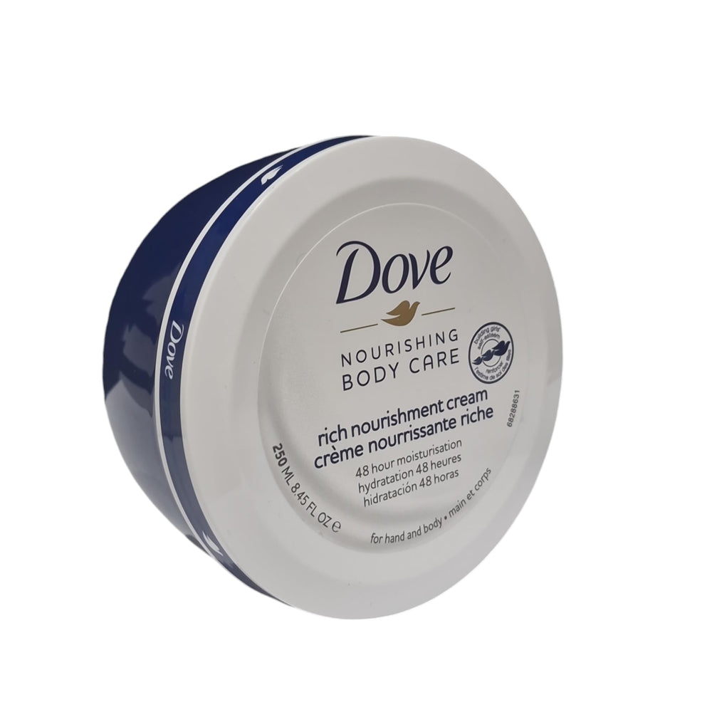 Dove Rich Nourishment Cream in bag for on-the-go hydration.