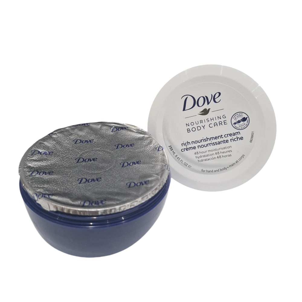 Dove Rich Nourishment Cream swatch on arm shows suppleness and softness.