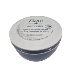 Dove Rich Nourishment Cream texture closeup highlights rich, non-greasy skin feel.