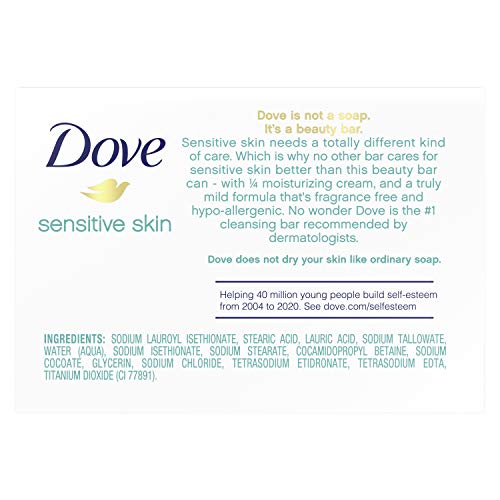 Dove Sensitive Skin Beauty Bar foamy lather demonstrates gentle cleansing for sensitive skin.