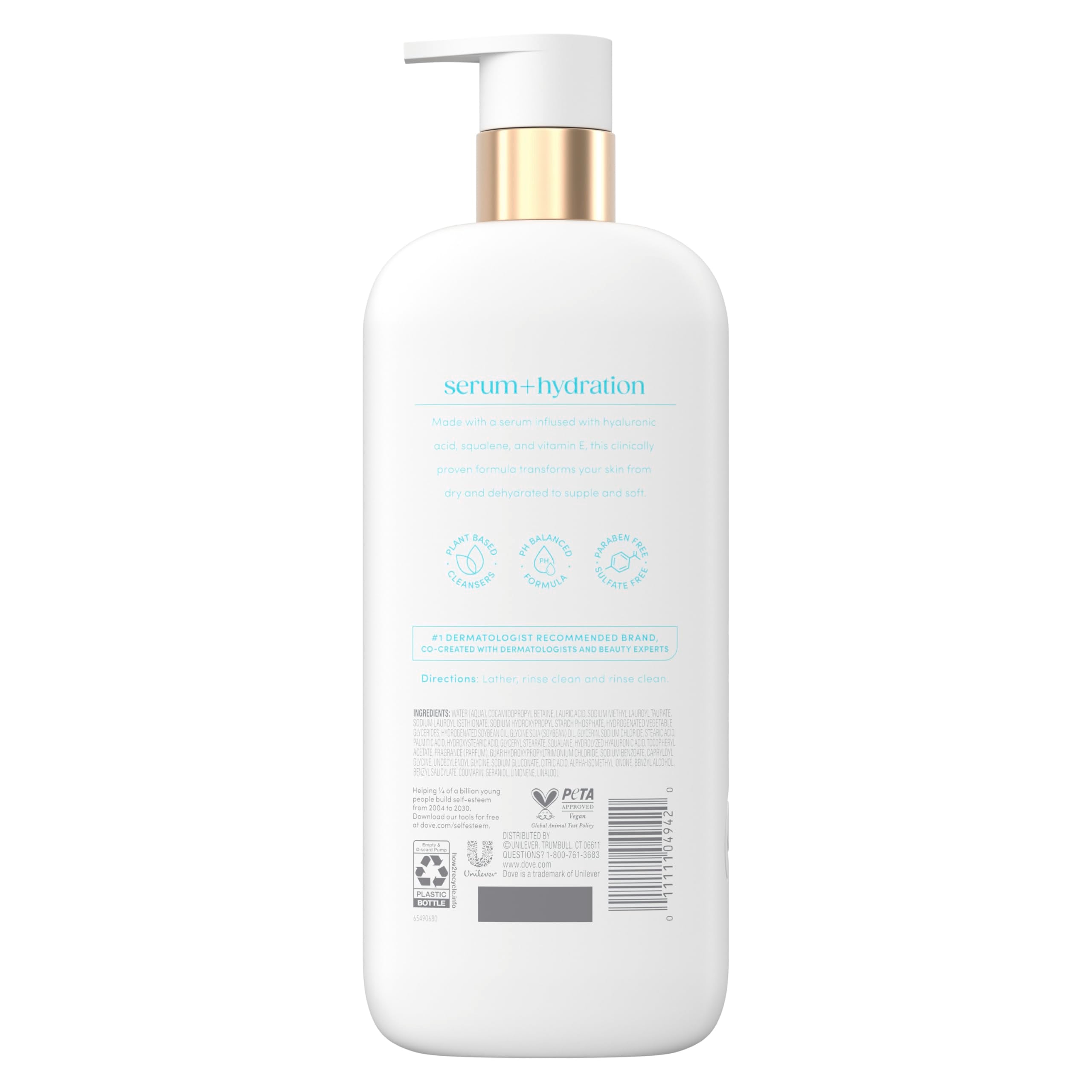Dove pump close-up highlighting easy dispensing and convenient use