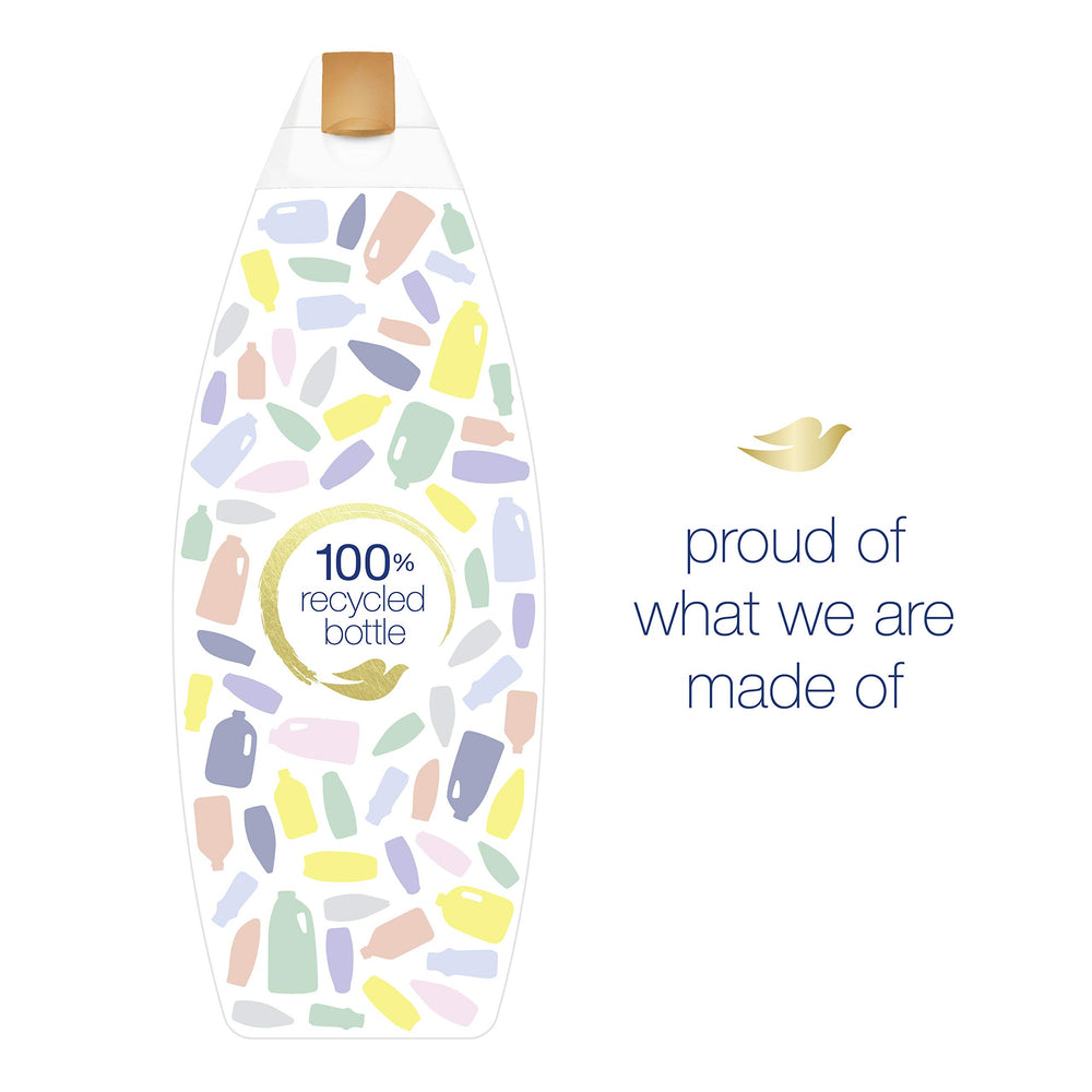 Dove Shea Butter ingredient close-up signals nourished, smooth skin texture.