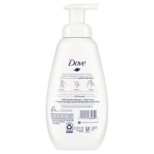 Foam texture close-up—creamy lather from Dove Shea Butter formula.