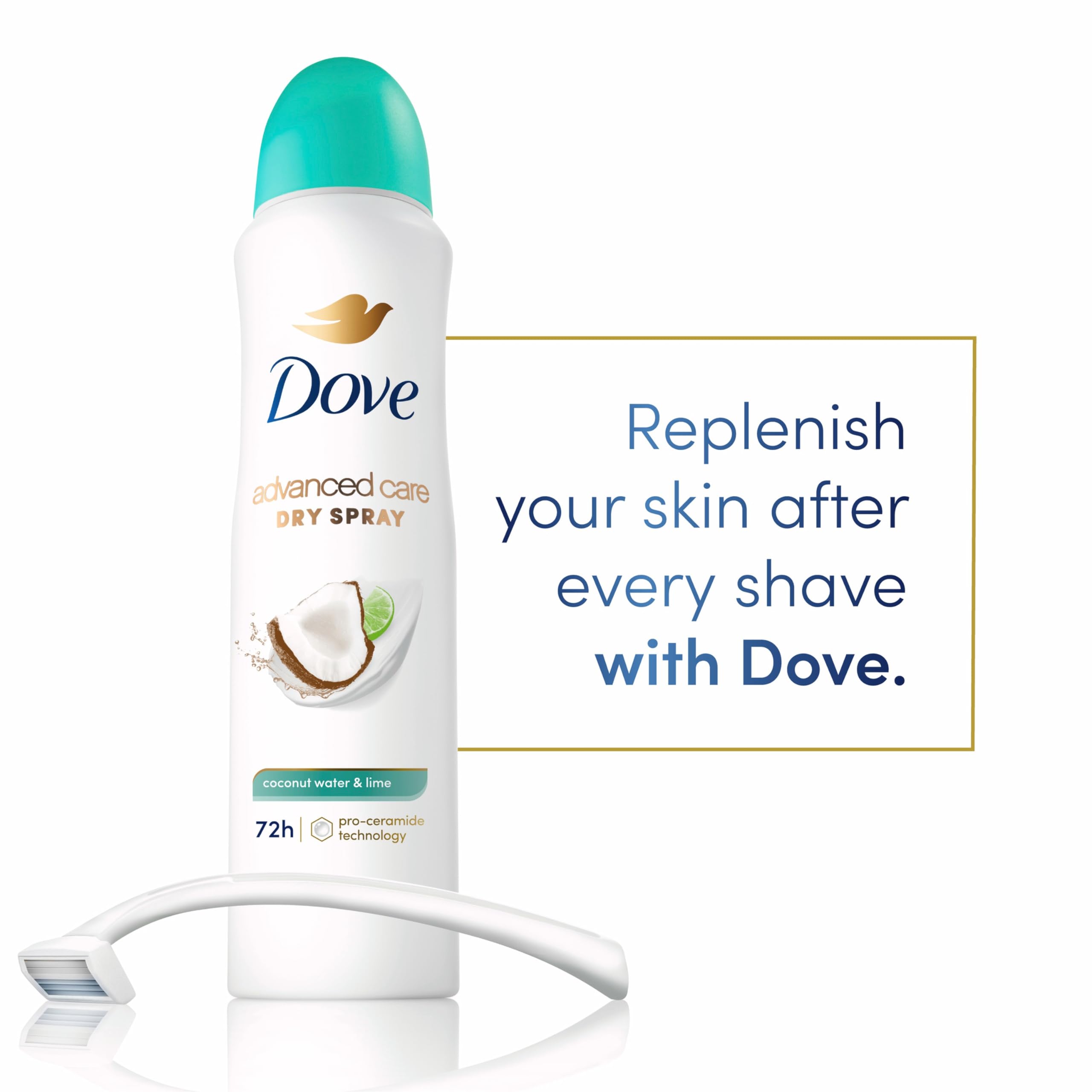 Dove skin after shaving scenario with soft underarms and calm skin.