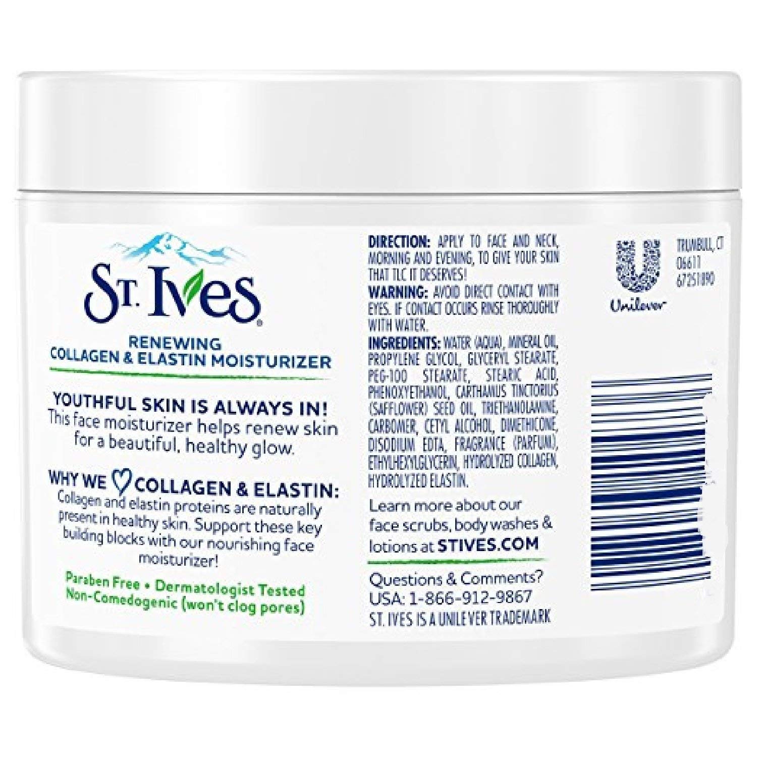 Dove St Ives Renewing Collagen Elastin moisturizer with safflower oil signals lasting moisture.
