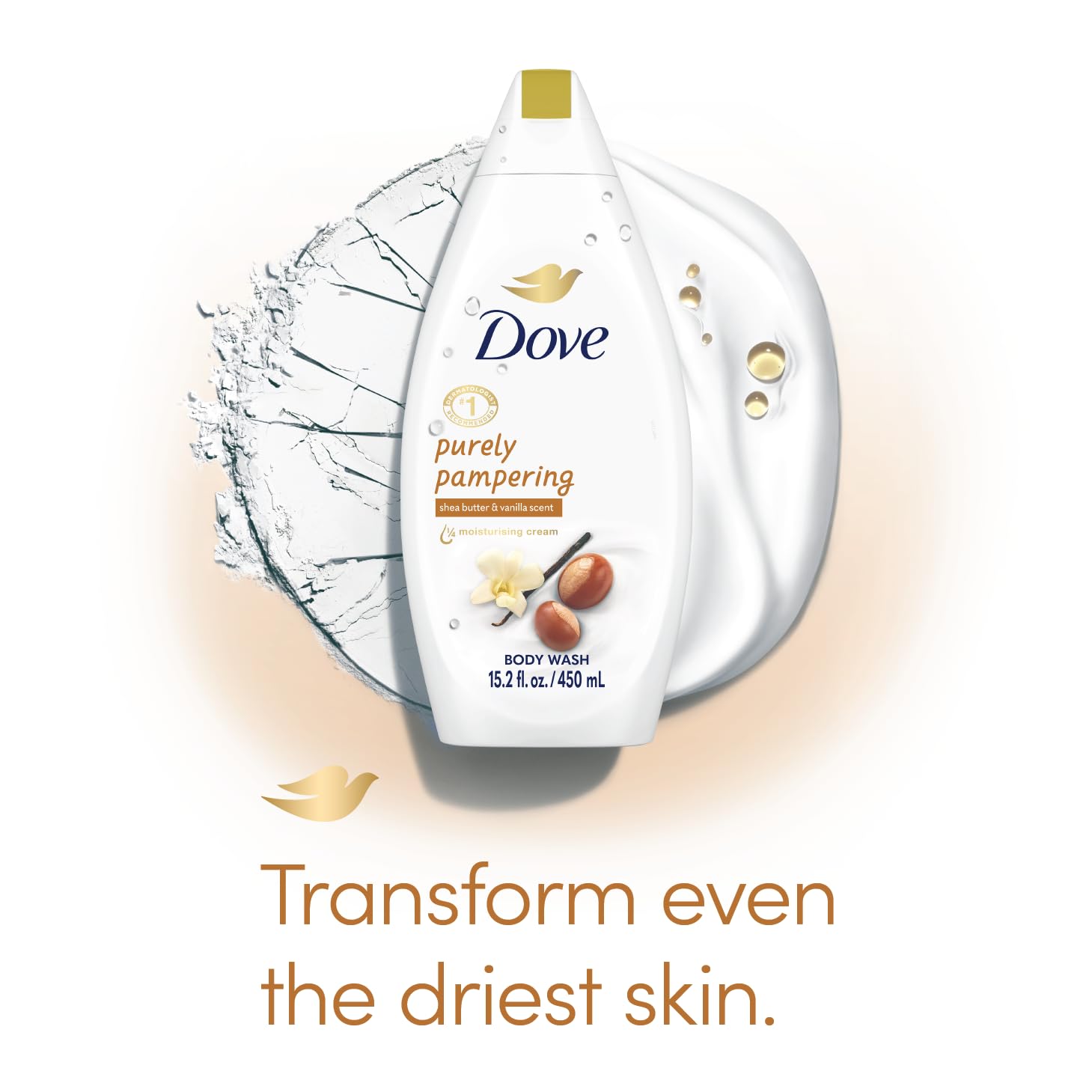 Dove two pack front view bottles emphasizes value and everyday pampering