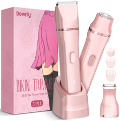 Dovety bikini-trimmer with 3in1 heads delivers precise bikini line grooming.