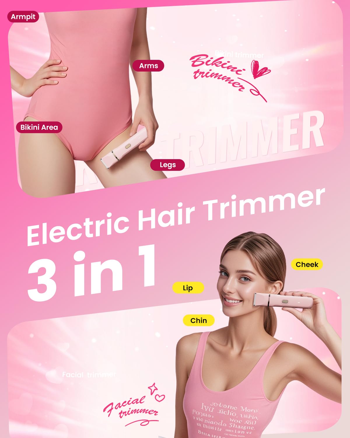 Dovety bikini trimmer cordless battery for on-the-go grooming.