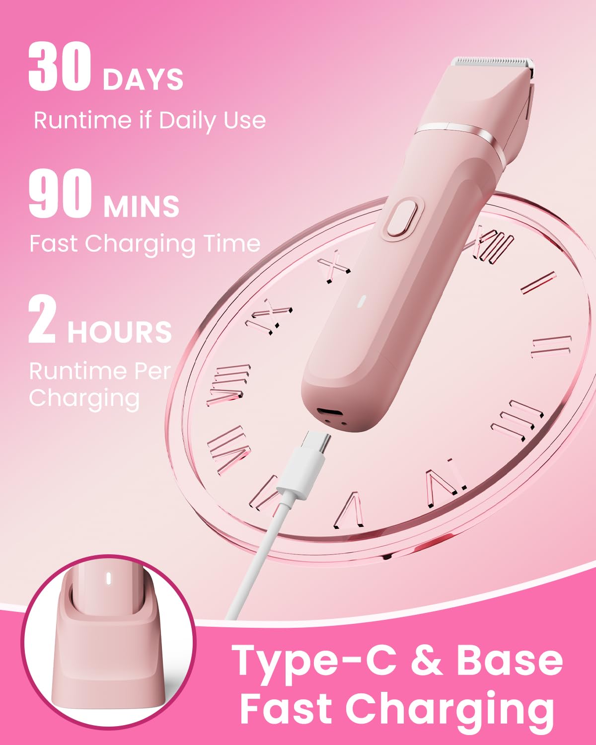 Dovety bikini-trimmer compact with pouch for on-the-go storage.