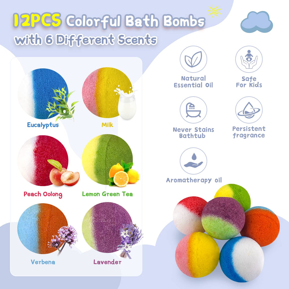 Bomba de baño DOVIPE crea espuma y colores, ideal para la experiencia sensorial de los niños.